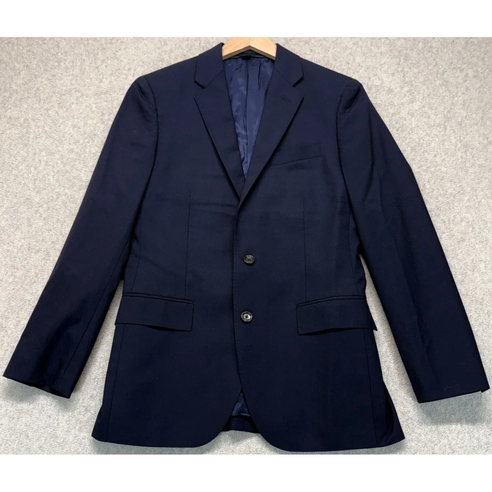J. Crew Mens Ludlow Suit Blazer Navy Blue Single Breasted Modern Slim Fit 38R